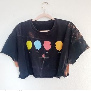 Upcycled Big Bang Theory Custom One of Kind Distressed Bleached Cropped Slouchy